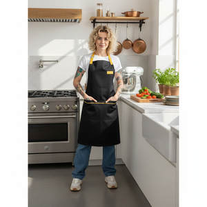 Grembiule Elegante Nero Ambrato per Cuochi e Cuochine - Product Image 3