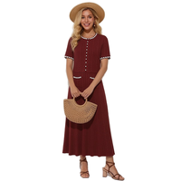Robe en tricot de style modeste de haute qualité 2026 pour femmes, avec perles et manches courtes, cardigan, robe de luxe tendance, ensemble deux pièces