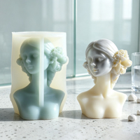 Moule en silicone Fille aux yeux fermés pour bricolage en béton, plâtre, résine, bougie, savon, ornement artistique – Prise en charge des motifs personnalisés