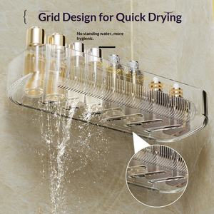 Étagère de rangement pour toilettes en plastique, à un niveau, sans perçage, résistante à l'humidité, à drainage, murale, pour salle de bain, dortoir - Product Image 3