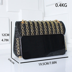 2025 nouveau plein diamant Banquet chaîne de poche mode fête épaule <span class=keywords><strong>sac</strong></span> à <span class=keywords><strong>bandoulière</strong></span> élégant soirée petit <span class=keywords><strong>sac</strong></span> diamant encastrement - Product Image 2