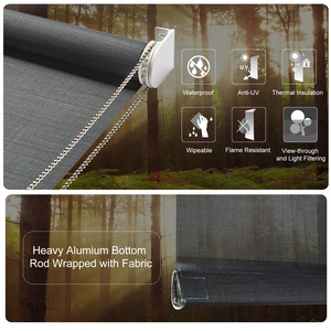 Persiana enrollable de tubo de aleación de aluminio, tela Solar con diseño Anti-<span class=keywords><strong>UV</strong></span>, 5% apertura, color negro - Product Image 4