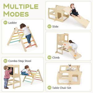 Ensemble de jeux d'escalade 8 en 1 pour tout-petits, structure de jeu pliable en bois Montessori avec tour pour tout-petits - Product Image 2