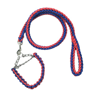 Juego de correa de perro con cadena P de metal resistente Collar de tracción para caminar sostenible para perros medianos y grandes Diseño de correa deslizante - Product Image 3