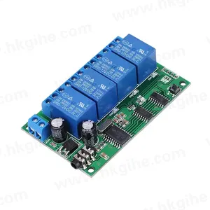 wholesale AD22B04 4 Channel MT8870 DTMF Tone Signal Decoder Remote Control Relay Module 12V DC for PLC Smart Home 3.5mm Cable