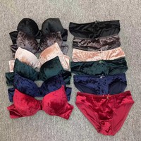 Soutien-gorge bikini sexy en velours pour femme, bonnets épais, grande taille, uni, à armatures, bretelles réglables, sans couture, avec nœud à la taille, pour adultes