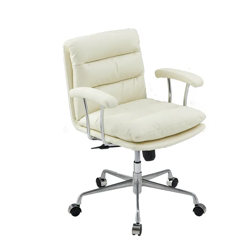 Cadeira ergonômica de couro para computador com apoio para costas, almofada para uso doméstico e escritório, com braços, ideal para uso pesado