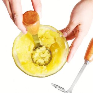 Stainless Steel Potato Mud Press Potato Press With Wooden Handle <b>Kitchen</b> <b>Gadgets</b> Auxiliary for Bean Vegetable Fruits Baby Food - Product Image 3