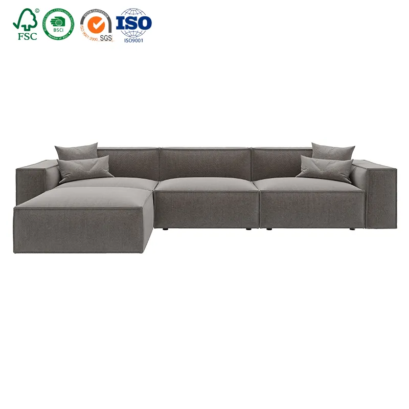 Modern giant KD assembly sofa cloud u shape modular sectional couch fabric white living room sofa set