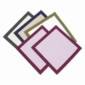 Serviettes et sets de table carrés en lin, double épaisseur, bordure enveloppée en coton/lin/ toile, pour mariages et dîners. - Product Image 1