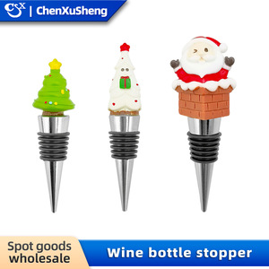 Christmas Wine Stopper Resin Bottle Stopper Food Grade Champagne Stopper Wholesale Wine Stopper With Santa Snowman Design - Product Image 4