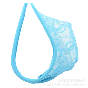 String C pour homme en dentelle bleue, taille basse, sous-vêtement sexy invisible, lingerie érotique - Product Image 1
