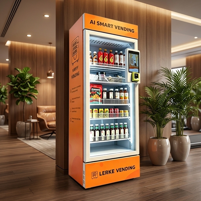 LERKE Market Vending Machine Snack and Drink Cooked Fast Food Smart Fridge Vending Machine for Sale with Card Reader