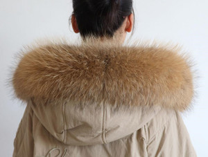 Capucha de Piel de Mapache Genuina de Primera Calidad, Ecológica y de Lujo para Invierno, Bufanda Desmontable, Capucha de Piel, Cuello de Piel - Product Image 4