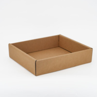Plateau en carton ondulé kraft brun uni personnalisé, boîte d'emballage à ouverture supérieure, plateau de présentation pliable en papier
