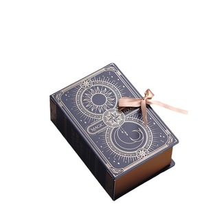 Red Rigid <b>Gift</b> Box With Gold Hot Stamping Design And Ribbon <b>Bow</b> For Craft Packaging - Product Image 5