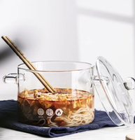 Marmite de cuisson en verre borosilicate de haute qualité, résistante à la chaleur, ustensile de cuisine adapté aux cuisinières à gaz, pour la préparation et le stockage des aliments à la maison