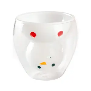 Giáng sinh Quà Tặng 150ml phim hoạt hình dễ thương Snowman Shaped đôi tường Glass cup