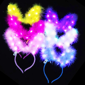 Buổi hòa nhạc mưa phùn LED Bunny <span class=keywords><strong>Headband</strong></span> hỗn hợp màu lông nhấp nháy cho năm mới ngày lễ phục sinh tốt nghiệp bên vải - Product Image 5