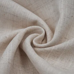 Wholesale Ready stock soft high quality plain dyed slubbed organic viscose linen rayon blend fabric for clothing