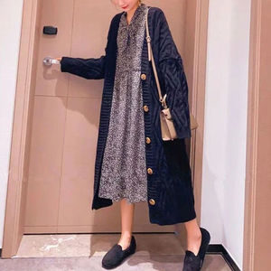 Nouvelle mode femmes solide simple boutonnage Long <span class=keywords><strong>tricot</strong></span>é Cardigan <span class=keywords><strong>manteau</strong></span> tricots hauts - Product Image 4