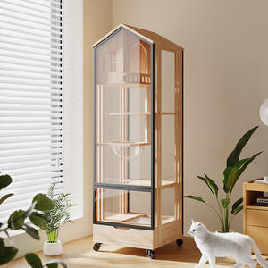 Maison panoramique de luxe pour grand animal de compagnie Maison pour chat japonais d'intérieur Cabinet Villa pour chat en bois massif <span class=keywords><strong>Cage</strong></span> avec bac à litière pour chat - Product Image 1