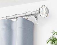 Ensemble de rallonge de tringle à rideau double personnalisé, blanc, drapé réglable pour salon avec extrémités en diamant, tringle à rideau longue en métal