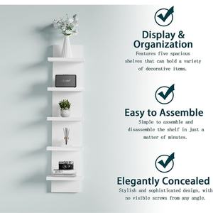 Étagères murales verticales étroites flottantes blanches personnalisables pour la décoration de la maison - Product Image 2