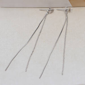 S925 <b>Silver</b> <b>Long</b> Tassel <b>Earrings</b> for Women DIY Pearl Jewelry Accessories Empty Holder Semi-Finished Jewelry Findings Components - Product Image 3