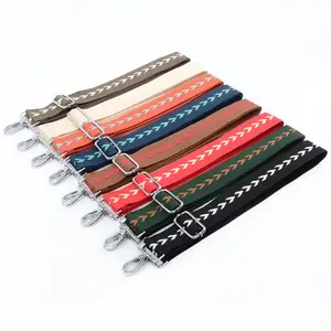 Großhandel Modische 3,8 cm Woven Gurtband Handtasche Gürtel Kunden Breiten Schulter Crossbody Schwarz und Weiß Tasche Strap