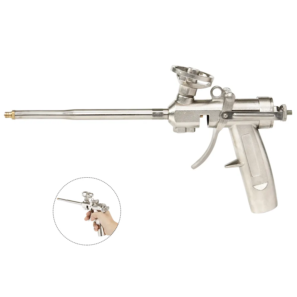Pistola de espuma expansible Pistola de aislamiento de espuma en aerosol de aleación de aluminio blanco