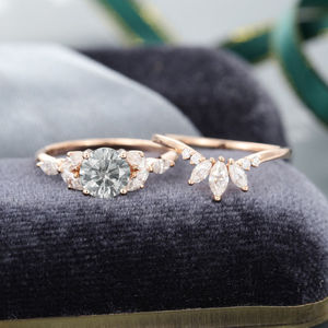 Anillo de Compromiso Vintage de Plata 925 con Moissanita en Oro Rosa, Corte Marquesa Gris, para Mujer, para Fiestas - Product Image 3