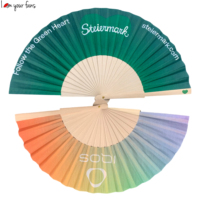 Individuell Bedruckte Faltbare Handfächer 23cm Polyester-Baumwoll-Stoff Holzfächer für Geschenke, Werbegeschenke, Event-Promotion
