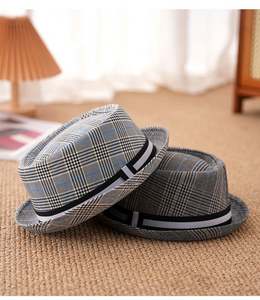 Sombrero de Jazz para Hombre, Estilo Veraniego, Nuevo Modelo, Sombrero de Cuero con Lazo a Cuadros, Sombrero Porkpie Británico a la Moda - Product Image 5