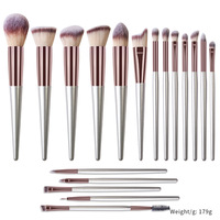 Ensemble de 18 pinceaux de maquillage de qualité supérieure avec poils synthétiques et manche en bois
