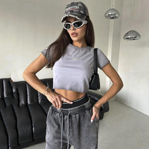 Retro Washed <strong>Old</strong> Sweatshirt Set Summer 2025 Thin Slimming Loose Sweatshirt Three-piece Set - Product Image 4