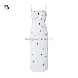 Premium Boutique di abbigliamento personalizzato di alta qualità sartoriale da <span class=keywords><strong>donna</strong></span> senza maniche Midi aderente strass con perline di diamanti - Product Image 1