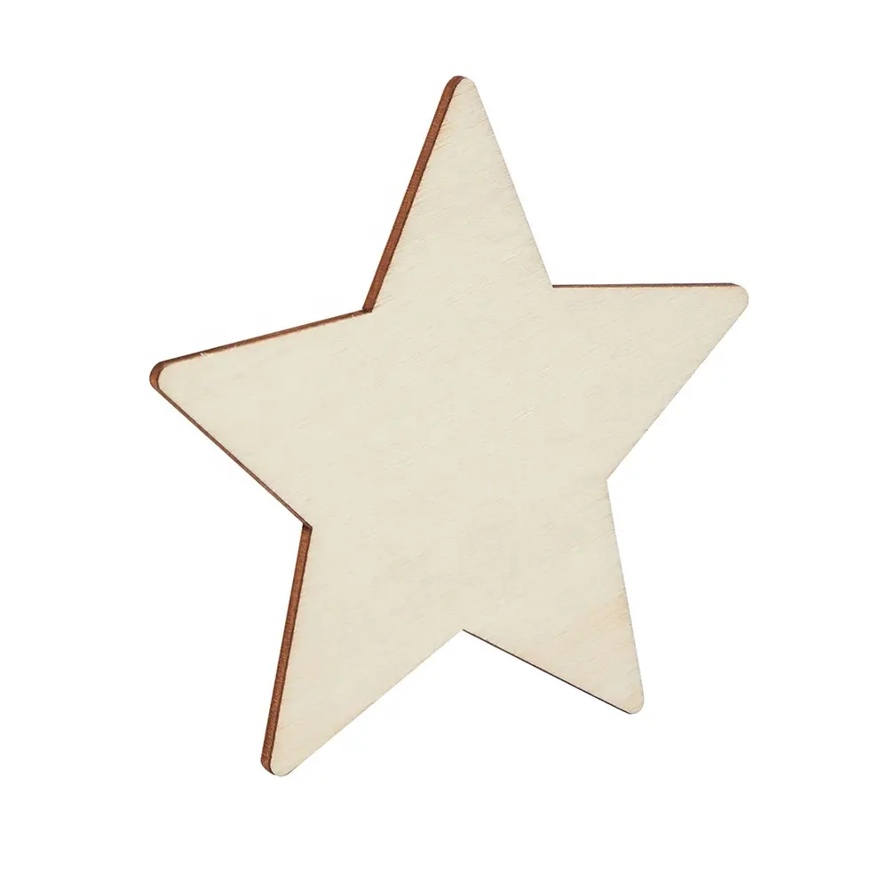 Forma personalizzata con ritagli naturali non finiti in legno bianco a forma di stella appendiabiti in legno