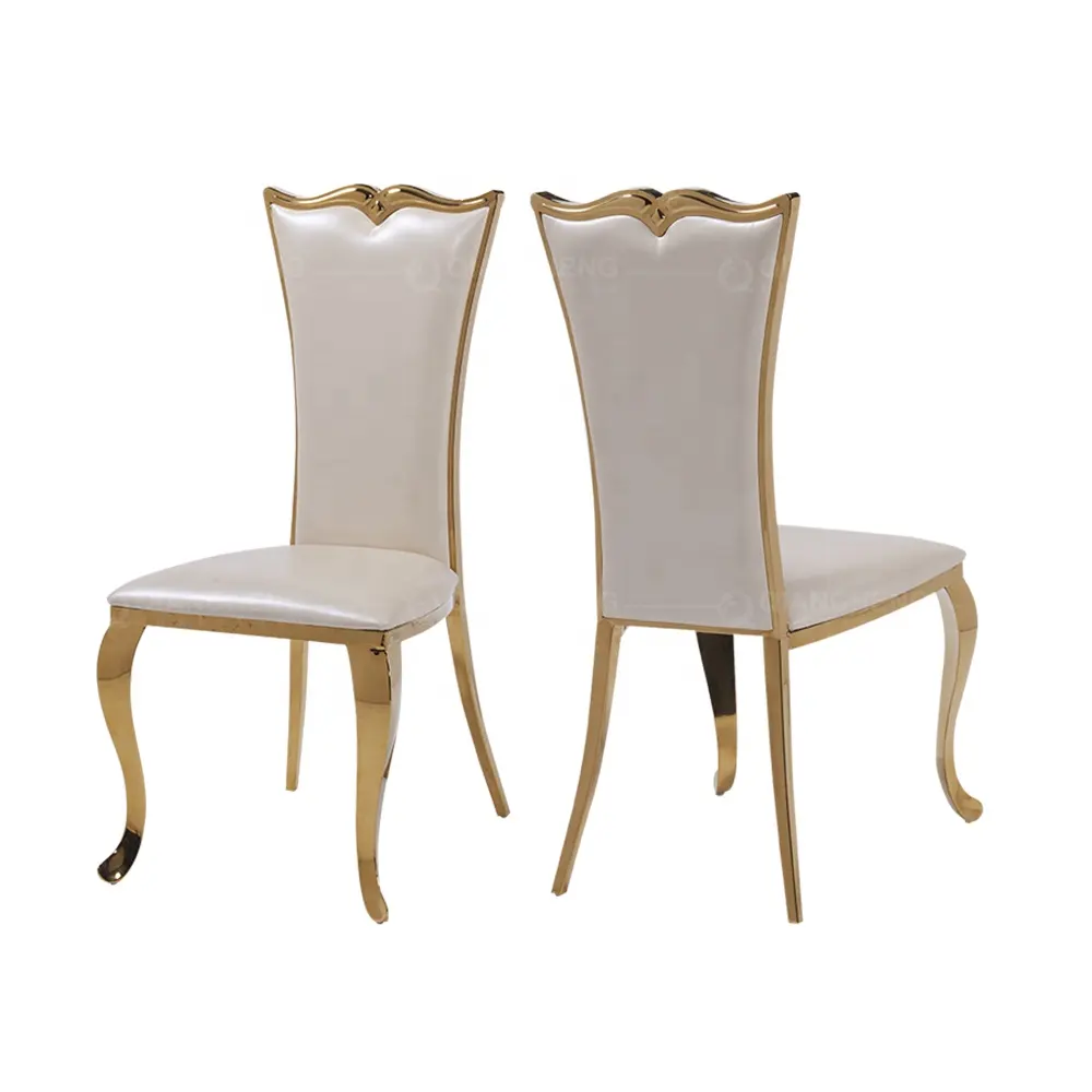 असबाबवाला सोने स्टेनलेस स्टील पैर सफेद मखमल होटल OEM कारखाने की आपूर्ति खाने की शादी कुर्सी