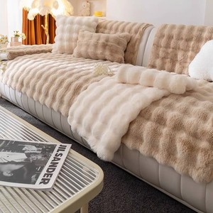 <span class=keywords><strong>Aliexpress</strong></span> Temu etiqueta estilo grueso conejo felpa sofá cojín invierno antideslizante gato-como cojín <span class=keywords><strong>para</strong></span> sofás seccionales - Product Image 6
