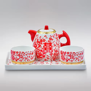 Wholesale Shin Tai Yuan Luxury Gold Rimmed Tea <b>Set</b> Premium Porcelain <b>Teapot</b> Screen Printed Taiwan for Wedding Gift - Product Image 1