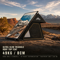 Ultraflaches 8cm Dreieckiges Hartschalen-Dachzelt mit Schnellautomatischer Öffnung für 2-3 Personen, 4x4 SUV Overland Camping
