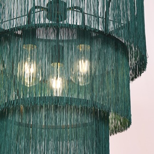 <span class=keywords><strong>Lampadario</strong></span> Intrecciato <span class=keywords><strong>Verde</strong></span> e Viola con Nappe, Lampada a Sospensione a 3 Livelli per Casa, Hotel, Ristorante, Soggiorno - Product Image 6