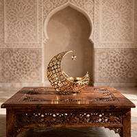 Porte-bougie à la lumière vacillante en forme de croissant de lune, style mythologique arabe exquis, Mermei