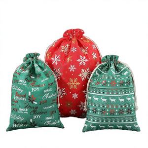 Bolsa de Regalo de Algodón con Cordón y Deseos Navideños Personalizados, Reciclable, Disponible en Stock - Product Image 2