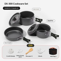 Ensemble de cuisine de camping portable 3 pièces pour 2-3 personnes, compatible avec les réchauds à gaz, pour pique-nique, barbecue, randonnée