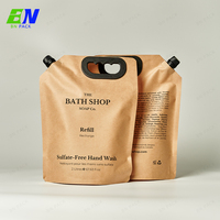 Sachets de recharge de shampoing en papier kraft recyclable écologique PCR-PE, sachets d'emballage liquide