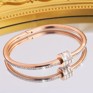 Fashionable and Versatile Small <strong>Waist</strong> Open Women's <strong>Bracelet</strong> Light Luxury Style High-end All-diamond Stainless Steel <strong>Bracelet</strong> - Product Image 5
