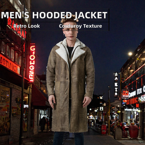 Blouson Bomber Homme Vintage Printemps Décontracté Sportif à Capuche Fermeture Éclair Tissu Coton Côtelé Extérieur en Modal Imperméable Séchage Rapide - Product Image 2