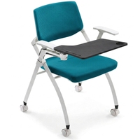 Chaise de formation ergonomique mobile avec tablette d'écriture rabattable, siège rembourré moderne certifié BIFMA pour l'école, la salle de classe et les conférences